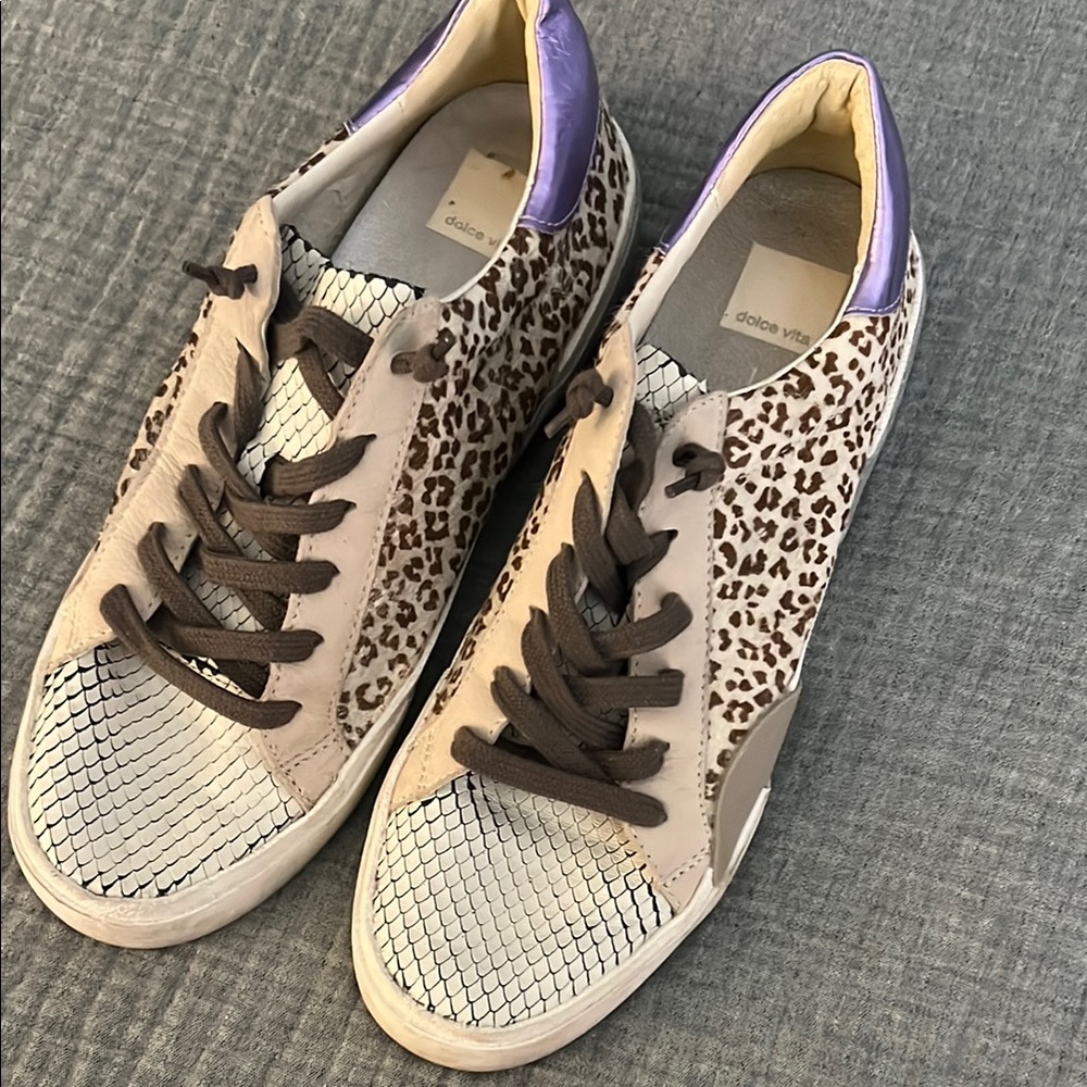 Dolce Vita Leopard Print Sneakers - Brown and Purple